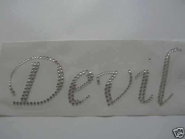 Hotfix Strass Bügelbild Schriftzug DEVIL gefährlich!!