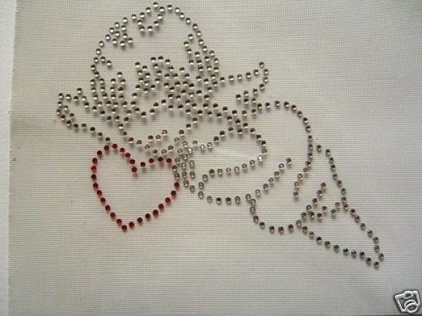 Angel Amor Herz Strass Hotglue Hotfix Bügelbild