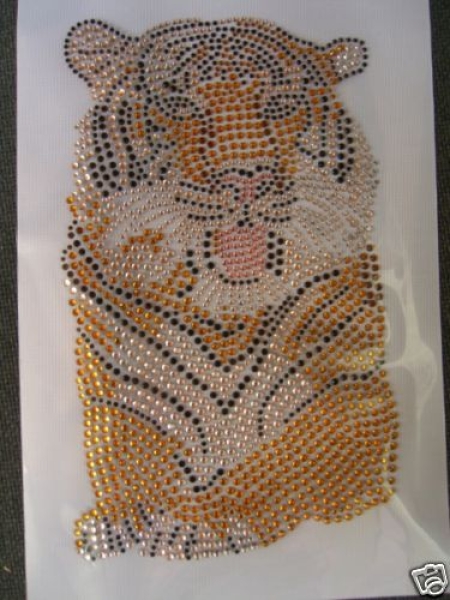 Riesen Tiger Hotfix Hotglue Bügelbild Strass Shirt Jacke Bluse Mantel Tasche