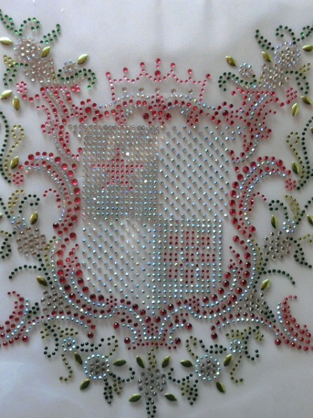 Traum Wappen Ornament Strass Oktoberfest Hotglue Hotfix Bügelbild Abschwitzdecke Schabracke