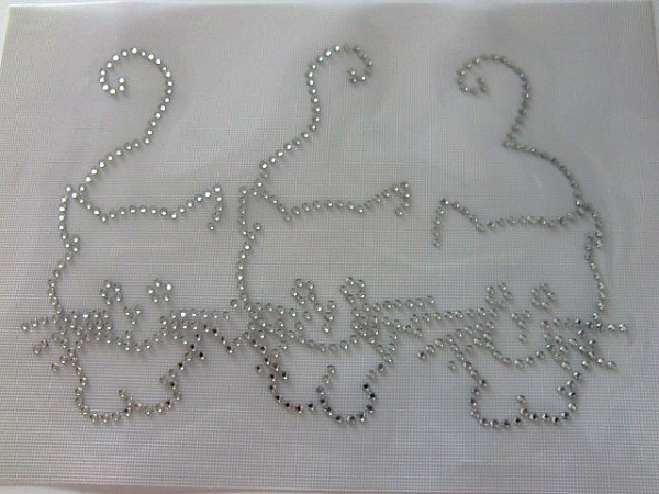 3 Katzen Hotglue Hotfix Strass Bügelbild Bügelmotiv so süß