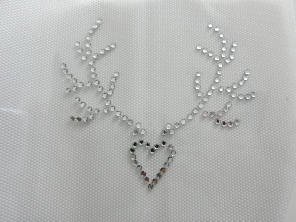 Herz mit Gehörn Hirsch Reh Strass Bügelbild Hotfix Hotglue