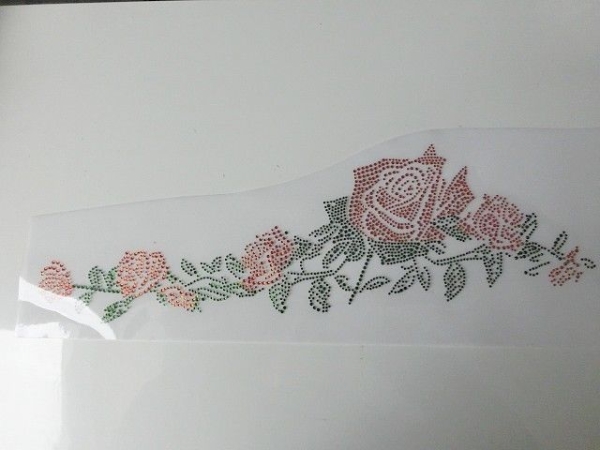 Riesen Rose Ranke 45 X 15 cm orange HOTFIX Bügelbild Strass Schiebevorhang Shirt