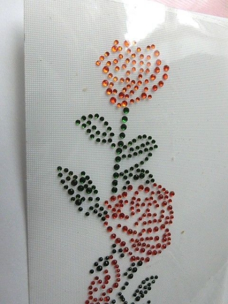 Riesen Rose Ranke 45 X 15 cm orange HOTFIX Bügelbild Strass Schiebevorhang Shirt