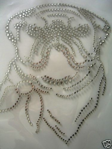 Super süßer Mops Strass Bügelbild Hotfix Hotglue