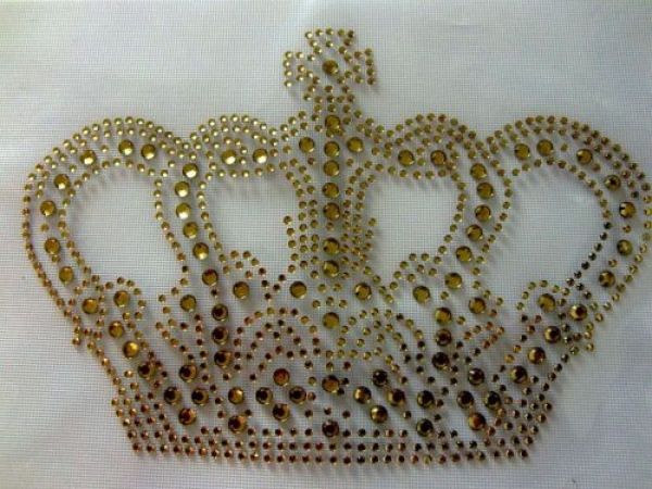 Krone Gold Strass Bügelbild Hotfix Hotglue zauberhaft für Shirt Jacke