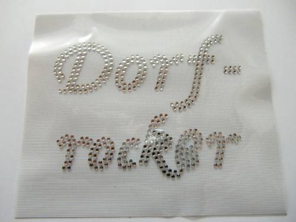 Dorfrocker Schriftzug Strass Hotglue Hotfix Bügelbild