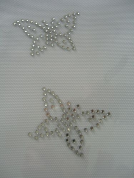 2 Schmetterlinge Schmetterling Strass Shirt Hotfix Hotglue Bügelbild Bügelmotiv