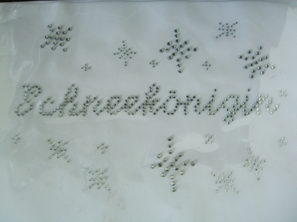 Schneekönigin Schriftzug Strass Hotglue Hotfix Bügelbild für Tischdecke Stuhlhusse Oktoberfest