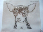 Chihuahua Hund Hotfix Hotglue Bügelbild Strass