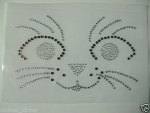 Große Katze Gesicht Katzen HOTFIX HOTGLUE Bügelbild Strass