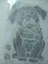 Mops Hund 3 Pfoten Strass Bügelbild Hotfix Hotglue