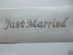 Just Married Hochzeit Schriftzug Strass Hotglue Hotfix Bügelbild
