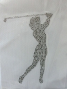 Golf Golferin  Hotfix Hotglue Bügelbild Strass Sporttasche  Shirt Tasche Zauberstrass