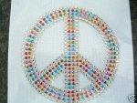 Hotfix Bügelbild Peace 10x10cm Applikation Strass Bunt
