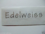 Edelweiss Schriftzug Strass Hotglue Hotfix Bügelbild Zauberstrass