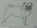 Super süßer Mops Strass Bügelbild Hotfix Hotglue