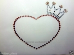 Prinzessin Herz Krone Strass Bügelbild Hotfix Hotglue