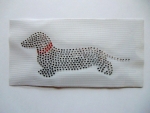Dackel Teckel Strass Hotfix Hotglue Bügelbild Bügelmotiv Hundeschule