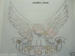 Live to Ride Adler Wappen Motorrad  Strass Hotfix Hotglue Bügelbild